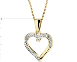 Zawieszka z żółtego złota z diamentami - serce - 0,01 ct - próba 375