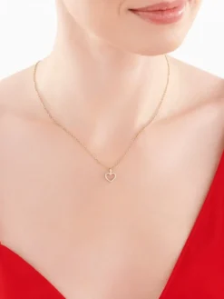 Zawieszka z żółtego złota z diamentami - serce - 0,06 ct - próba 585