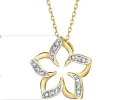 Zawieszka z żółtego złota z diamentami - kwiat - 0,02 ct - próba 585