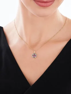 Zawieszka z żółtego złota z diamentami i emalią - 0,01 ct - próba 375