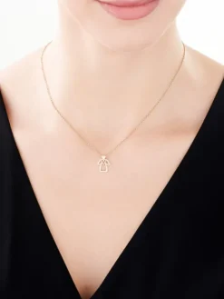 Zawieszka z żółtego złota z diamentami - aniołek, serce - 0,01 ct - próba 375