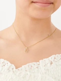 Zawieszka z żółtego złota z diamentami - aniołek, serce - 0,01 ct - próba 375