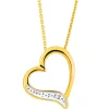 Zawieszka z żółtego złota z diamentem - serce - 0,005 ct - próba 375