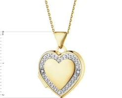 Zawieszka z żółtego złota z diamentami - puzderko - serce - 0,01 ct - próba 375