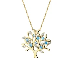 Zawieszka z żółtego złota z diamentami i topazami - drzewko - próba 375