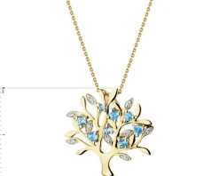 Zawieszka z żółtego złota z diamentami i topazami - drzewko - próba 375