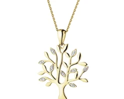 Zawieszka z żółtego złota z diamentami - drzewko - 0,01 ct - próba 585