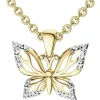 Zawieszka z żółtego złota z diamentami - motyl - 0,01 ct - próba 375