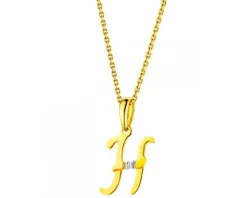 Zawieszka z żółtego złota z diamentem - litera H - 0,004 ct - próba 585