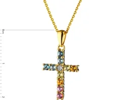 Zawieszka z żółtego złota z diamentem i kamieniami ozdobnymi - próba 375