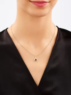 Zawieszka z żółtego złota z diamentami i szafirem - próba 585