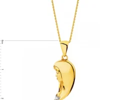 Zawieszka z żółtego złota z diamentem - medalik Matka Boska - 0,004 ct - próba 375