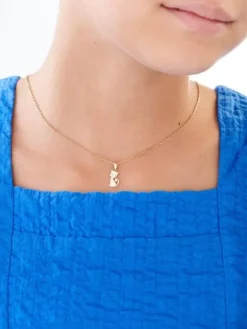 Zawieszka z żółtego złota z diamentami - kot - 0,008 ct - próba 375