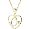 Zawieszka z żółtego złota z diamentem - litera O, serce - 0,005 ct - próba 375