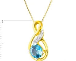 Zawieszka z żółtego złota z diamentem i topazem - próba 585