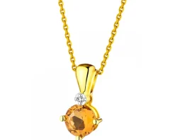 Zawieszka z żółtego złota z diamentem i cytrynem - próba 375