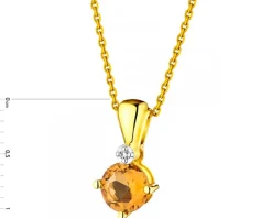 Zawieszka z żółtego złota z diamentem i cytrynem - próba 375