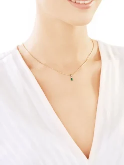 Zawieszka z żółtego złota z diamentami i szmaragdem - próba 375