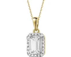 Zawieszka z żółtego złota z diamentami i topazem białym - próba 585