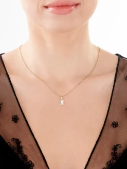 Zawieszka z żółtego złota z diamentami i topazem białym - próba 585