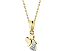 Zawieszka z żółtego złota z diamentem - aniołek - 0,002 ct - próba 585