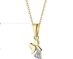 Zawieszka z żółtego złota z diamentem - aniołek - 0,002 ct - próba 585