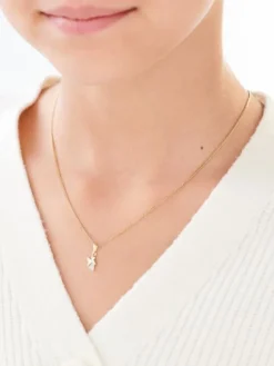 Zawieszka z żółtego złota z diamentem - aniołek - 0,002 ct - próba 585