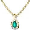 Zawieszka z żółtego złota z diamentami i szmaragdem - próba 585