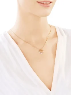 Zawieszka z żółtego złota z diamentami - serca - 0,005 ct - próba 585