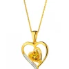 Zawieszka z żółtego złota z diamentem i cytrynem - serce - próba 585