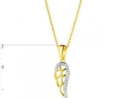 Zawieszka z żółtego złota z diamentami - skrzydło - 0,01 ct - próba 375