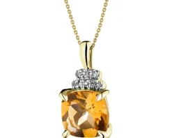 Zawieszka z żółtego złota z diamentami i cytrynem - próba 585