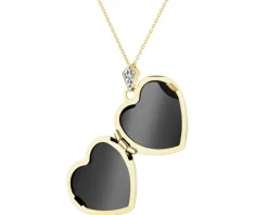 Zawieszka z żółtego złota z diamentem - puzderko - serce, drzewko - 0,005 ct - próba 585