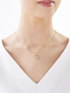 Zawieszka z żółtego złota z diamentami - aniołek - 0,01 ct - próba 375