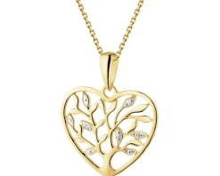 Zawieszka z żółtego złota z diamentami - drzewko, serce - 0,01 ct - próba 585