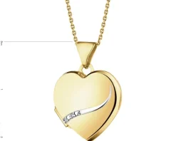 Zawieszka z żółtego złota z diamentami - puzderko - serce - 0,01 ct - próba 375