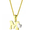 Zawieszka z żółtego złota z diamentem - litera M - 0,004 ct - próba 375