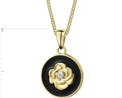 Zawieszka z żółtego złota z diamentem i emalią - kwiat - 0,004 ct - próba 375