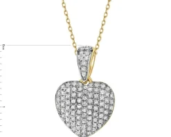 Zawieszka z żółtego złota z diamentami - serce - 0,22 ct - próba 585