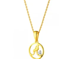 Zawieszka z żółtego złota z diamentem - litera A - 0,003 ct - próba 585