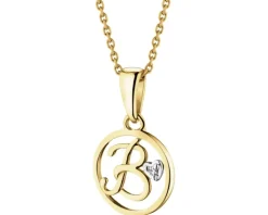 Zawieszka z żółtego złota z diamentem - litera B - 0,003 ct - próba 585