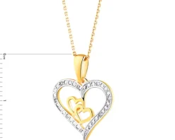 Zawieszka z żółtego złota z diamentami - serca - 0,01 ct - próba 585