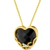 Zawieszka z żółtego złota z diamentami i onyksem - serce - próba 585
