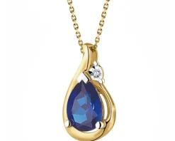 Zawieszka z żółtego złota z diamentem  i  szafirem syntetycznym - próba 375