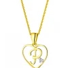 Zawieszka z żółtego złota z diamentem - litera P, serce - 0,005 ct - próba 375