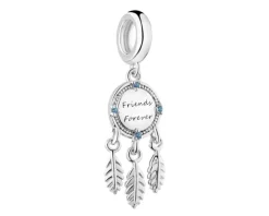 Zawieszkasrebrna beads z cyrkoniami i emalią - łapacz snów