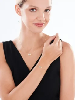 Zloty naszyjnik z emalią, ankier - liść