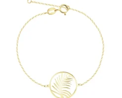 Złota bransoletka - liść