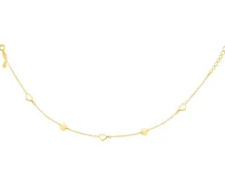 Złota bransoletka, ankier - serca, koła