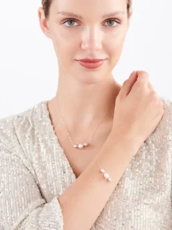 Złota bransoletka, ankier - perły